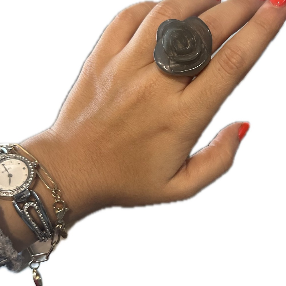 RR flower silver ring